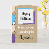 Carte Petite-fille anniversaire bleu blanc rustique (Fleur jaune)