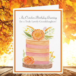 Carte Petite-fille Anniversaire d'Octobre Souci sur Gâte