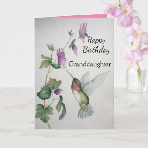 Carte Petite-fille Anniversaire Hummingbird Garden