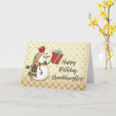 Carte Petite-fille Anniversaire Oiseau sur Snowman Prése (Fleur jaune)