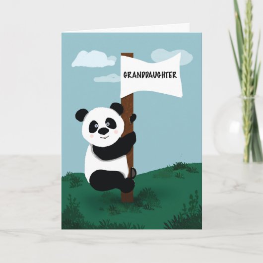 Carte Petite-fille Anniversaire Panda Escalade Drapeau P (Devant)