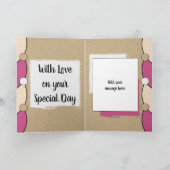 Carte Petite-fille anniversaire rose blanc rustique (Intérieur)