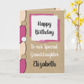 Carte Petite-fille anniversaire rose blanc rustique (Fleur jaune)