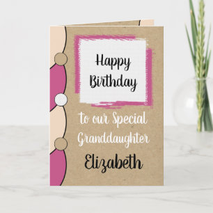 Carte Petite-fille anniversaire rose blanc rustique