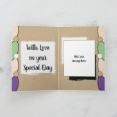 Carte Petite-fille anniversaire vert blanc rustique (Intérieur)