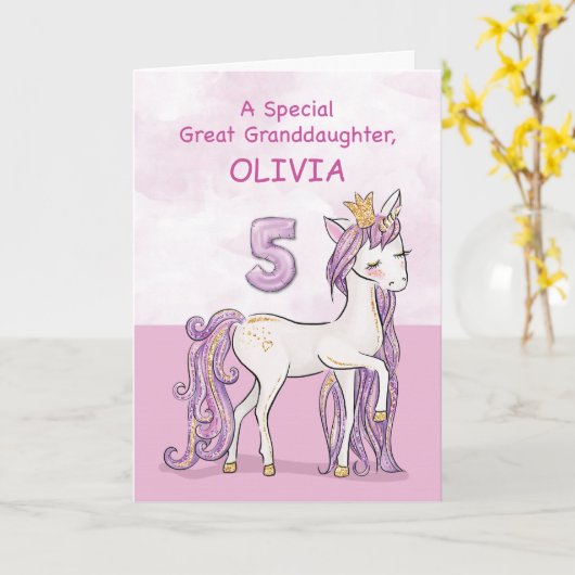 Carte Petite-fille arrière-arrière-grand-mère 5ème anniv (Fleur jaune)