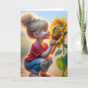 Carte Petite fille au tournesol