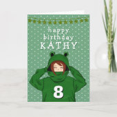 Carte Petite fille avec grenouille verte Hoody Dessin An (Devant)