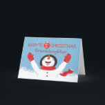 Carte Petite-fille Baby First Christmas Snowman<br><div class="desc">Un bonhomme de neige ravi se lève,  prend grand plaisir à la chute des flocons et atterrit sur sa langue. Ennuyé de rouge,  ce bonhomme de neige est prêt à tout ! Votre petite-fille célèbre son premier Noël et cette carte célèbre cette joie !</div>