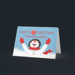 Carte Petite-fille Baby First Christmas Snowman<br><div class="desc">Un bonhomme de neige ravi se lève,  prend grand plaisir à la chute des flocons et atterrit sur sa langue. Ennuyé de rouge,  ce bonhomme de neige est prêt à tout ! Votre petite-fille célèbre son premier Noël et cette carte célèbre cette joie !</div>
