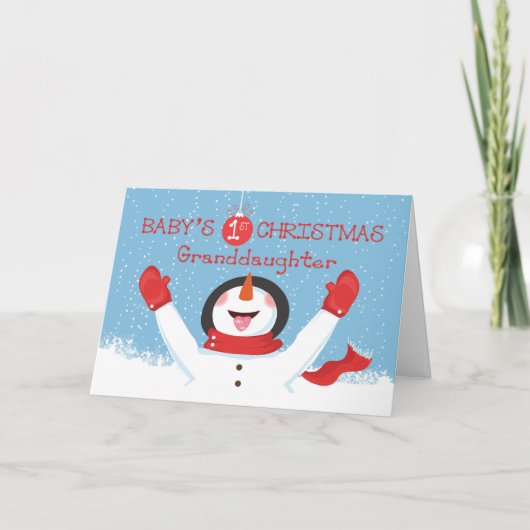 Carte Petite-fille Baby First Christmas Snowman (Devant)