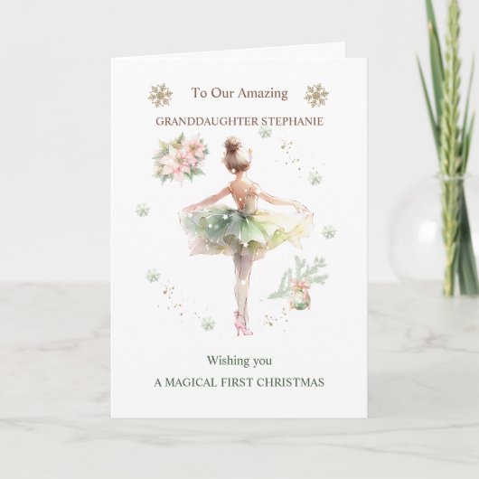 Carte Petite-fille Ballerina Noël (Devant)