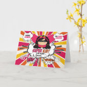 Carte Petite-fille bien rose Superhero livre de bande de (Fleur jaune)