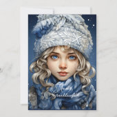 Carte Petite-fille Blonde Haired Fille voeux de Noël (Devant)