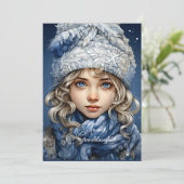 Carte Petite-fille Blonde Haired Fille voeux de Noël (Debout devant)