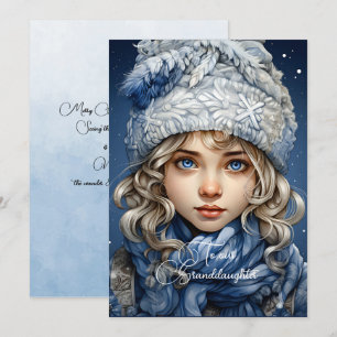 Carte Petite-fille Blonde Haired Fille voeux de Noël