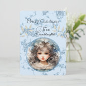 Carte Petite-fille Blonde Haired Fille voeux de Noël (Debout devant)