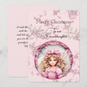 Carte Petite-fille Blonde poupée voeux de Noël (Devant / Derrière)