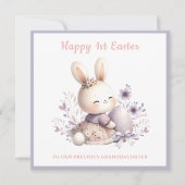 Carte Petite-fille Bunny pourpre Première Pâques (Devant)