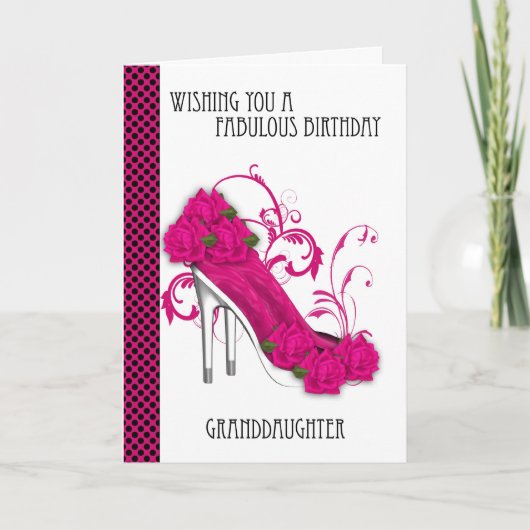 Carte Petite-Fille Chaussure tendance et Rose Anniversai (Devant)