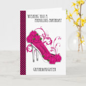 Carte Petite-Fille Chaussure tendance et Rose Anniversai (Fleur jaune)