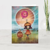 Carte Petite fille Citrouille mignonne Halloween Art (Devant)