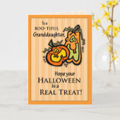 Carte Petite-fille Citrouilles Halloween (Fleur jaune)