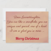 Carte Petite-fille, comme un flocon de neige... Noël (Dos)