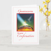 Carte Petite-fille Confirmation Dove, Bible, Croix (Fleur jaune)