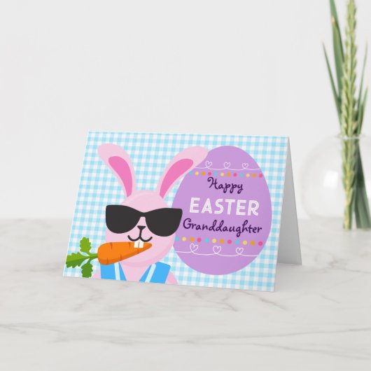 Carte Petite-fille Cool lapin de Pâques et carotte (Devant)