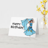 Carte Petite fille danse du ventre bleu (Fleur jaune)