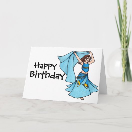 Carte Petite fille danse du ventre bleu (Devant)