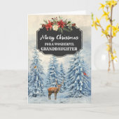 Carte Petite-fille de la forêt rustique Joyeux Noël (Fleur jaune)