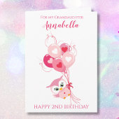 Carte Petite fille Deuxième anniversaire mignonne Chouet