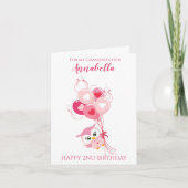 Carte Petite fille Deuxième anniversaire mignonne Chouet (Devant)