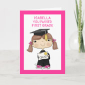 Carte Petite fille diplômée Cheveux Brown (Devant)