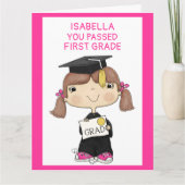 Carte Petite fille diplômée, grand poil Brown (Devant)