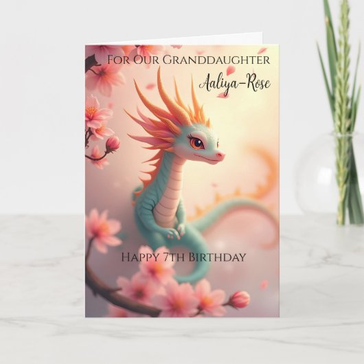 Carte Petite-fille Dragon Bébé 7e Anniversaire (Devant)