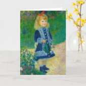 Carte Petite fille en bleu Renoir avec canne à eau (Fleur jaune)
