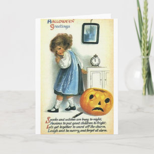 Carte Petite fille et Citrouille