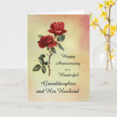 Carte Petite-fille et son mari Anniversaire Rose rouge (Fleur jaune)