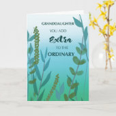 Carte Petite-fille extra ordinaire Anniversaire Vert Ble (Fleur jaune)