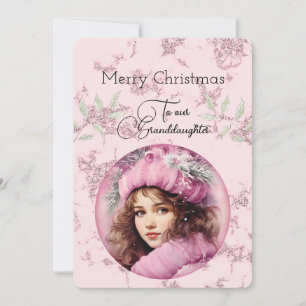 Carte Petite-fille Fille aux Cheveux Bruns Vœux de Noël