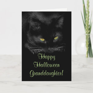 Carte petite fille Halloween Chat Noir