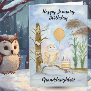Carte Petite-fille Joyeux Anniversaire de Janvier Gâteau