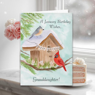Carte Petite-fille Joyeux Anniversaire de Janvier Oiseau