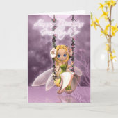 Carte Petite-fille Joyeux anniversaire mignonne fée sur (Fleur jaune)