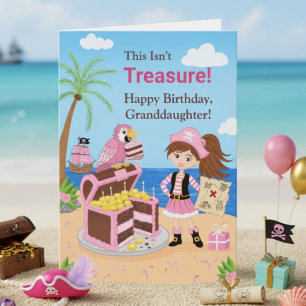 Carte Petite-fille Joyeux Anniversaire Pirate Trésor