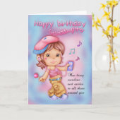 Carte Petite-Fille Joyeux Anniversaire Rose Et Bleu - Li (Fleur jaune)