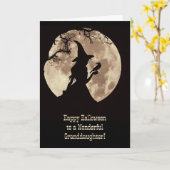 Carte Petite-fille Joyeux Halloween Witch Moon et Raven (Fleur jaune)